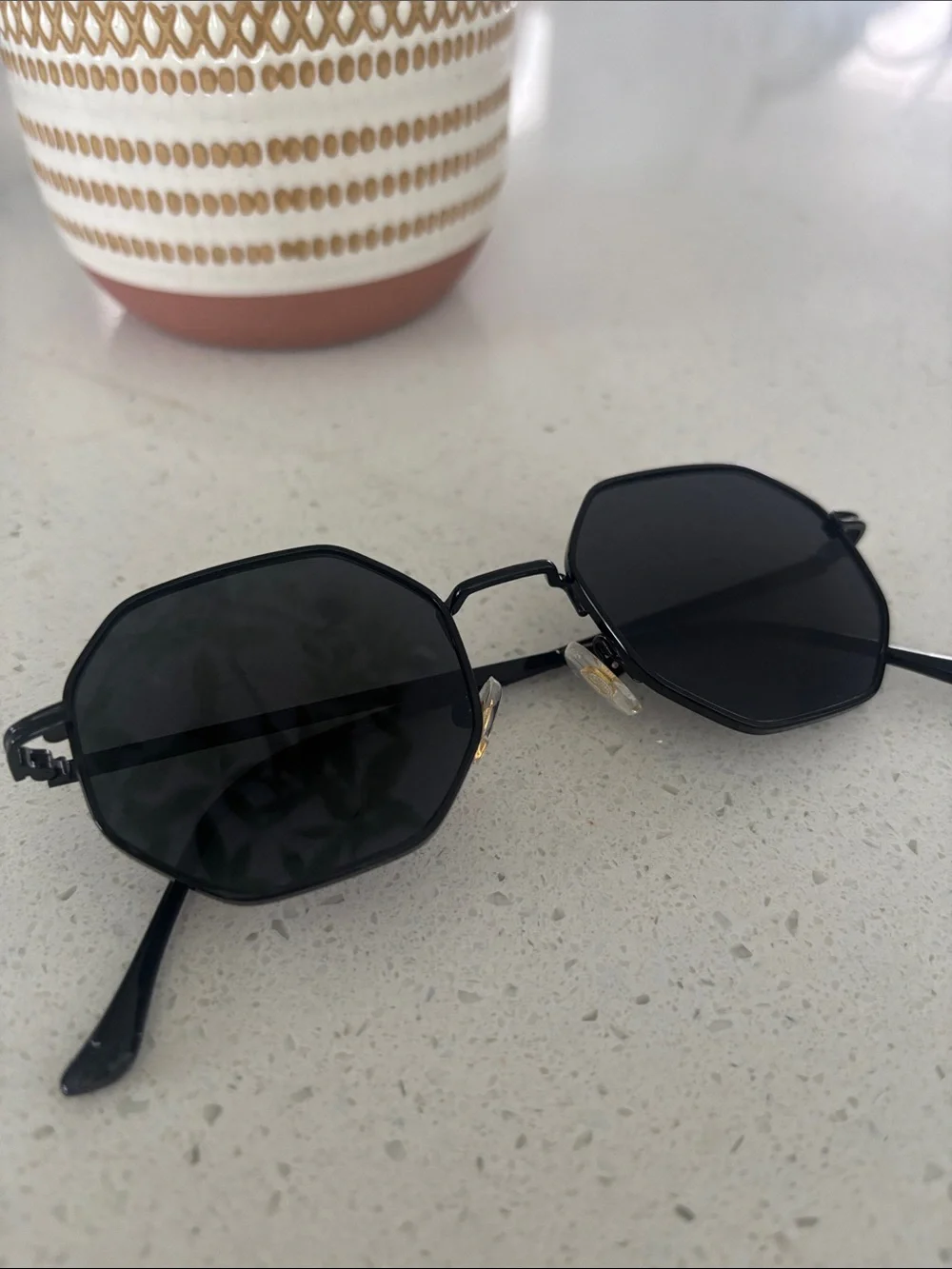 Black Octagonal Unisex Sunglasses